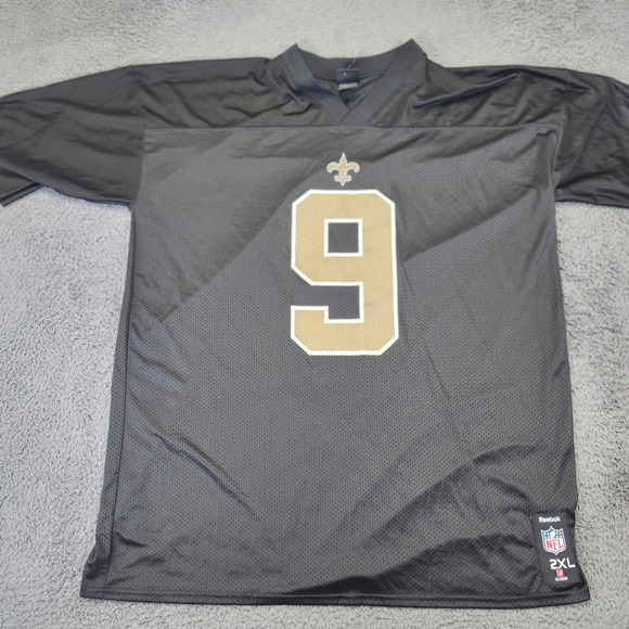 Reebok NFL‎ Saints Jersey Drew Brees #9 Football Black 2XL - Picture 1 of 10